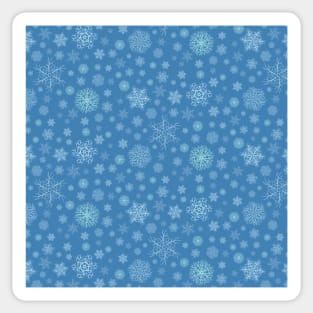 Snow time. Winter time. Christmas snow flakes. Colorful Christmas gift. Sticker